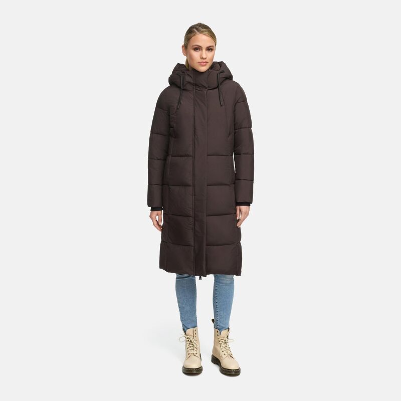 Marikoo Chumanii Damen Herbst Winter Steppmantel Parka lang Choco Gr&ouml;&szlig;e XL - Gr.42