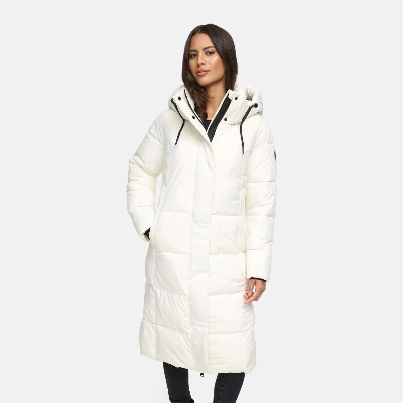 Marikoo Chumanii Damen Herbst Winter Steppmantel Parka lang Offwhite Gr&ouml;&szlig;e L - Gr.40