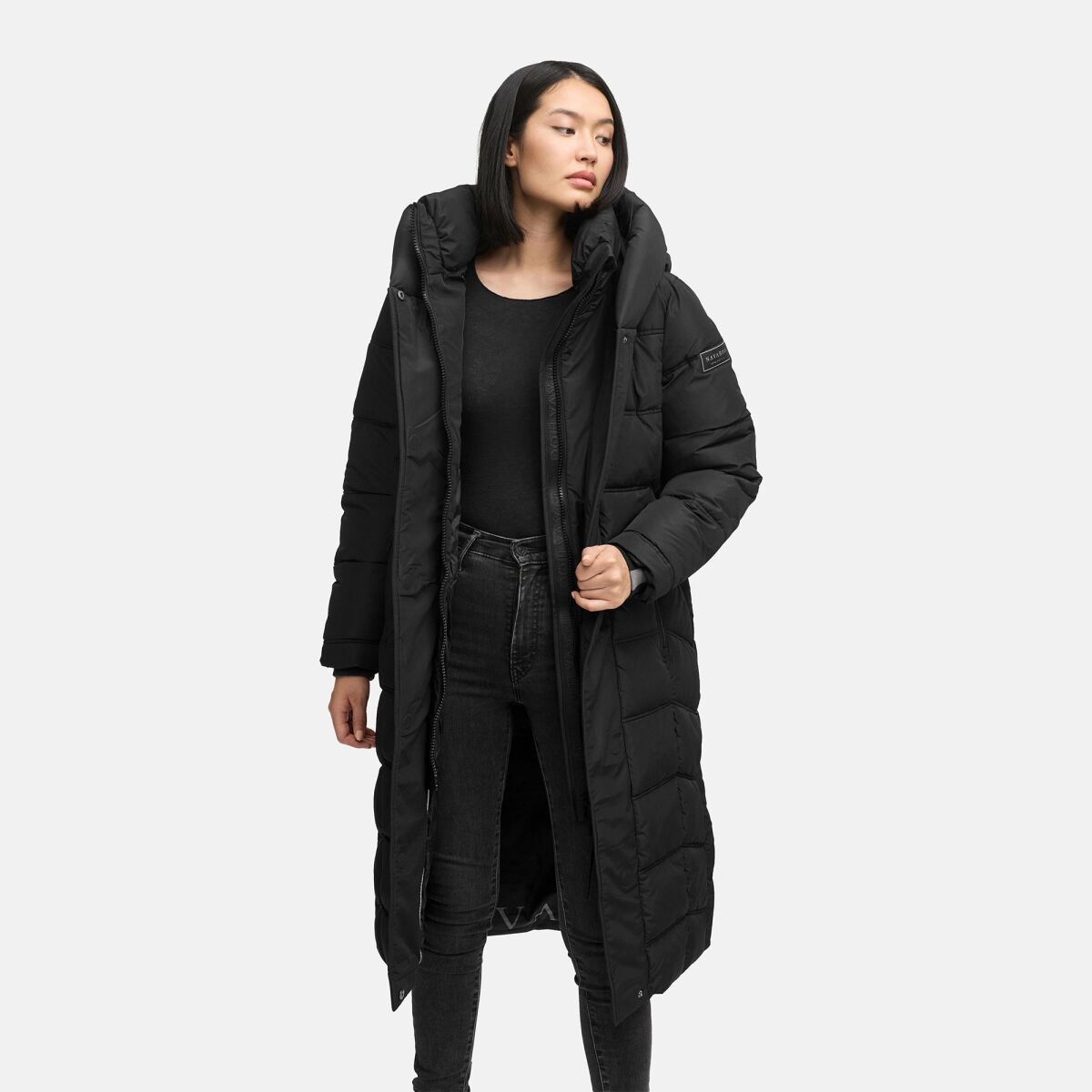 Navahoo Engelsfeder Damen Winter Parka Steppmantel Schwarz Größe S - Gr.36