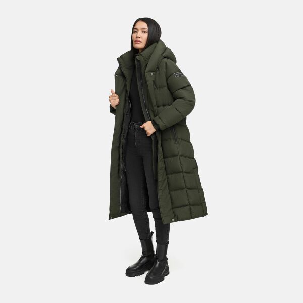 Navahoo Engelsfeder Damen Winter Parka Steppmantel DarkOlive Größe XS - Gr.34