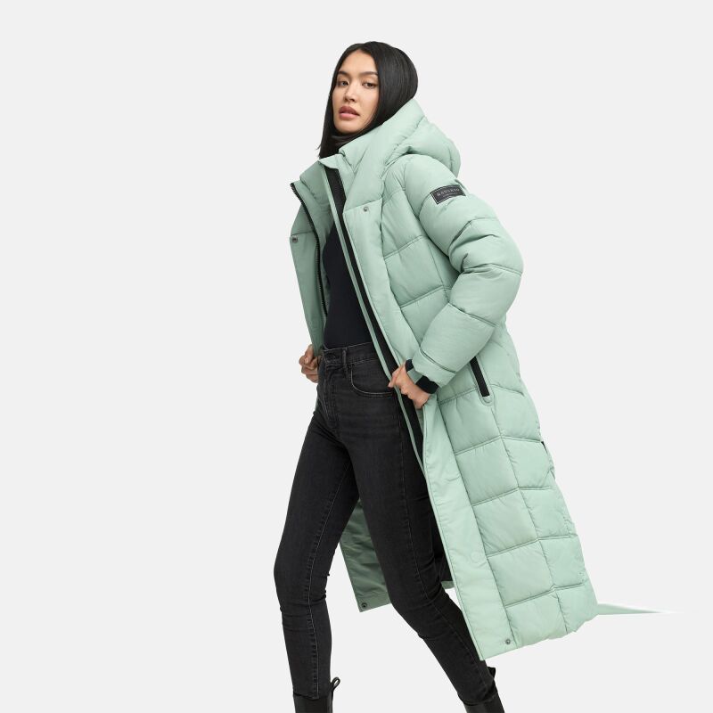 Navahoo Engelsfeder Damen Winter Parka Steppmantel SmokeyMint Größe M - Gr.38