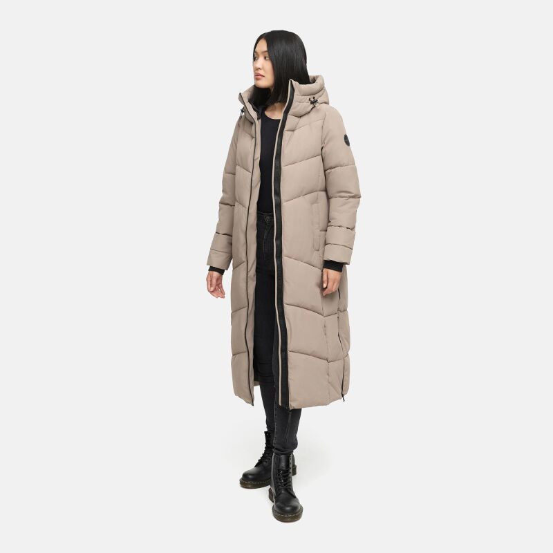 Marikoo Firella Damen Winter Steppmantel Winterjacke Parka TaupeGrey-Gr&ouml;&szlig;e XL - Gr. 42