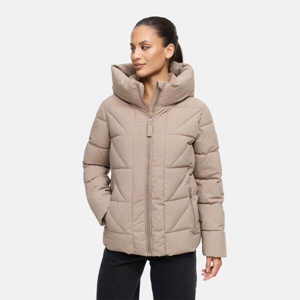 Marikoo Kuschelnasee Damen Herbst Winter Steppjacke TaupeGrey-Größe L - Gr. 40