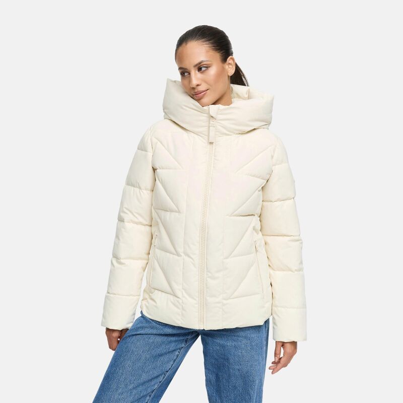 Marikoo Kuschelnasee Damen Herbst Winter Steppjacke Cream-Gr&ouml;&szlig;e L - Gr. 40