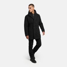 Stone Harbour Darioon Herren Mantel gef&uuml;ttert in Wollmantel Optik Schwarz Gr&ouml;&szlig;e S - Gr. S