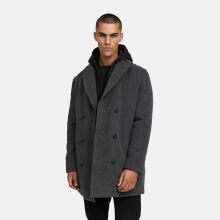 Stone Harbour Darioon Herren Mantel gefüttert in Wollmantel Optik Anthrazit Größe S - Gr. S