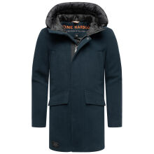 Stone Harbour Fenroos Herren Winter Mantel gef&uuml;ttert in Wollmantel Optik Navy Gr&ouml;&szlig;e XL - Gr. XL