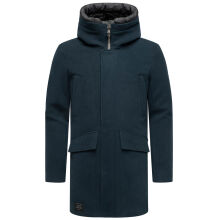 Stone Harbour Fenroos Herren Winter Mantel gef&uuml;ttert in Wollmantel Optik Navy Gr&ouml;&szlig;e XL - Gr. XL