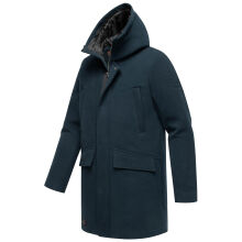 Stone Harbour Fenroos Herren Winter Mantel gef&uuml;ttert in Wollmantel Optik Navy Gr&ouml;&szlig;e XL - Gr. XL