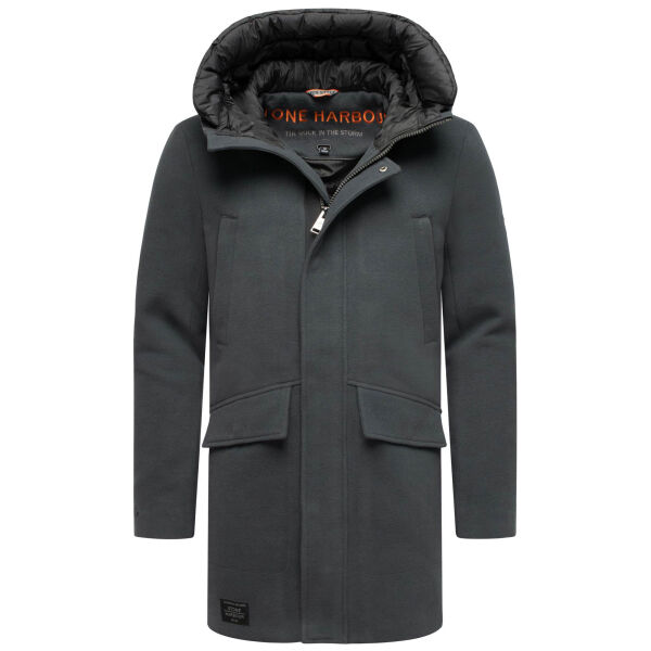 Stone Harbour Fenroos Herren Winter Mantel gefüttert in Wollmantel Optik Anthrazit Größe S - Gr. S