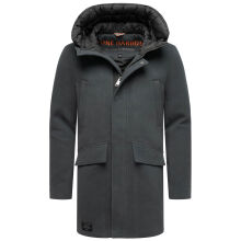 Stone Harbour Fenroos Herren Winter Mantel gefüttert in Wollmantel Optik Anthrazit Größe S - Gr. S