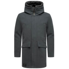 Stone Harbour Fenroos Herren Winter Mantel gefüttert in Wollmantel Optik Anthrazit Größe S - Gr. S