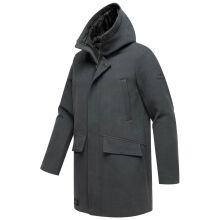 Stone Harbour Fenroos Herren Winter Mantel gefüttert in Wollmantel Optik Anthrazit Größe S - Gr. S