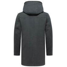 Stone Harbour Fenroos Herren Winter Mantel gefüttert in Wollmantel Optik Anthrazit Größe S - Gr. S