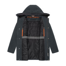 Stone Harbour Fenroos Herren Winter Mantel gefüttert in Wollmantel Optik Anthrazit Größe S - Gr. S