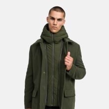 Stone Harbour Thiagoo Herren gef&uuml;ttert in Wollmantel Optik Dark Olive Gr&ouml;&szlig;e S - Gr. S