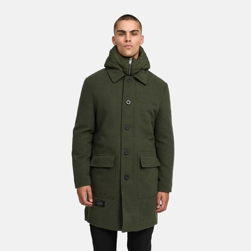 Stone Harbour Thiagoo Herren gef&uuml;ttert in Wollmantel Optik Dark Olive Gr&ouml;&szlig;e XXXL - Gr. 3XL