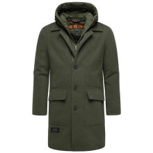 Stone Harbour Thiagoo Herren gef&uuml;ttert in Wollmantel Optik Dark Olive Gr&ouml;&szlig;e XXXL - Gr. 3XL