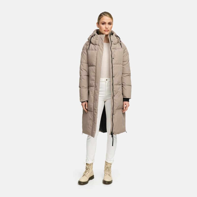 Marikoo Michikoo Damen Winterjacke gesteppt TaupeGrey-Gr&ouml;&szlig;e XXL - Gr. 44