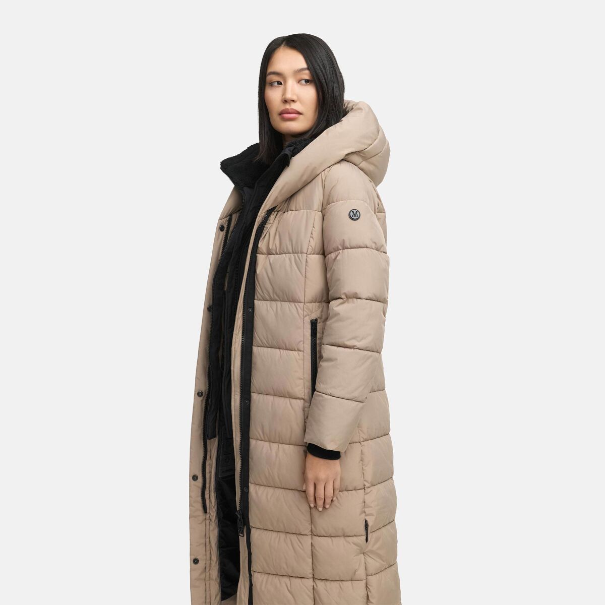 Marikoo Pakoraa Damen Winter Steppmantel Parka TaupeGrey Größe M