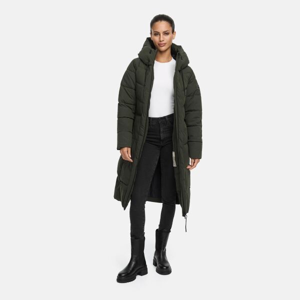 Navahoo Schokokuss Damen Winter Steppmantel DarkOlive-Gr&ouml;&szlig;e L - Gr. 40