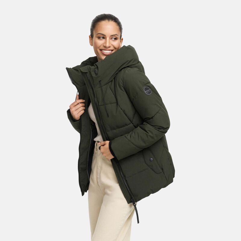 Marikoo Kuscheltatze Damen Winter Steppjacke Dark Olive-Gr&ouml;&szlig;e M - Gr. 38