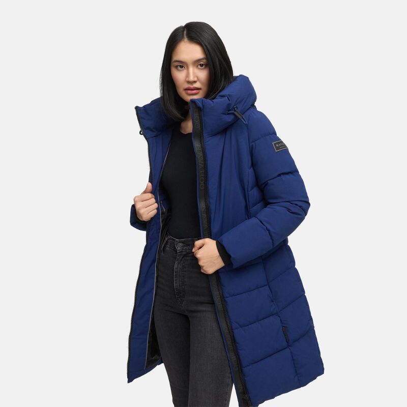 Navahoo Mondnebel Damen Winter Steppmantel Navy Größe M - Gr. 38