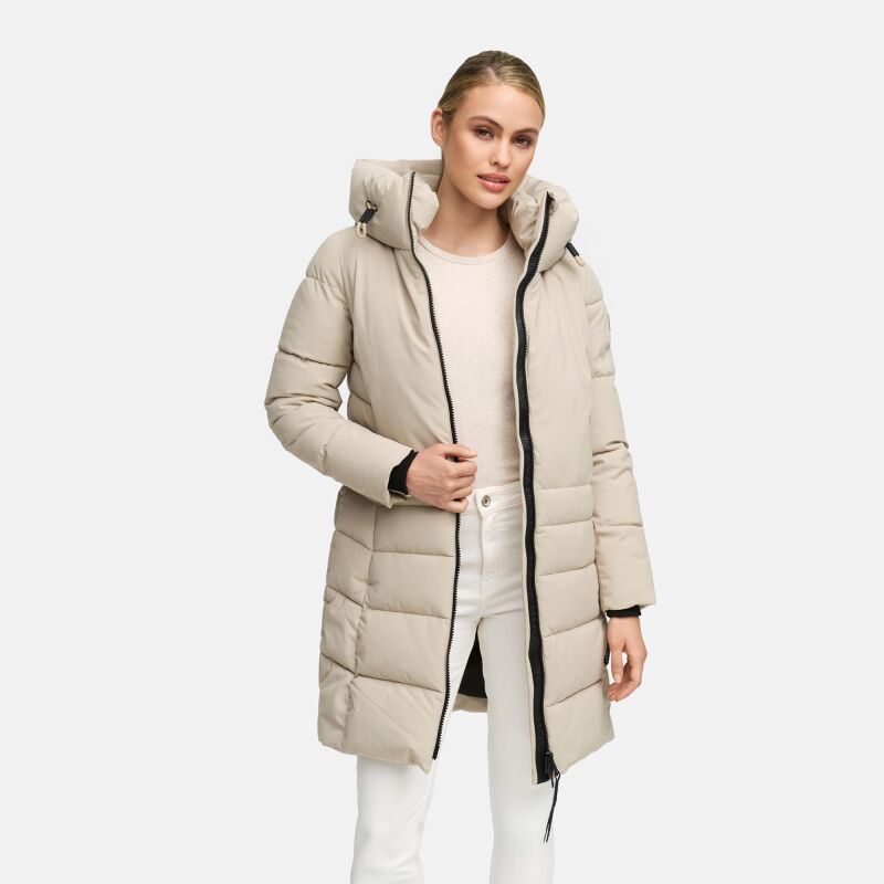 Navahoo Mondnebel Damen Winter Steppmantel Light Taupe Größe S - Gr. 36