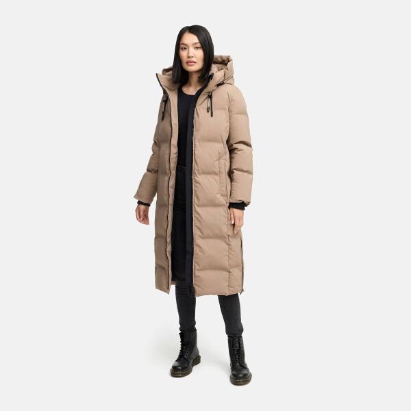 Marikoo Tikoraa Damen Winter Steppmantel Taupe Grey-Größe XS - Gr. 34