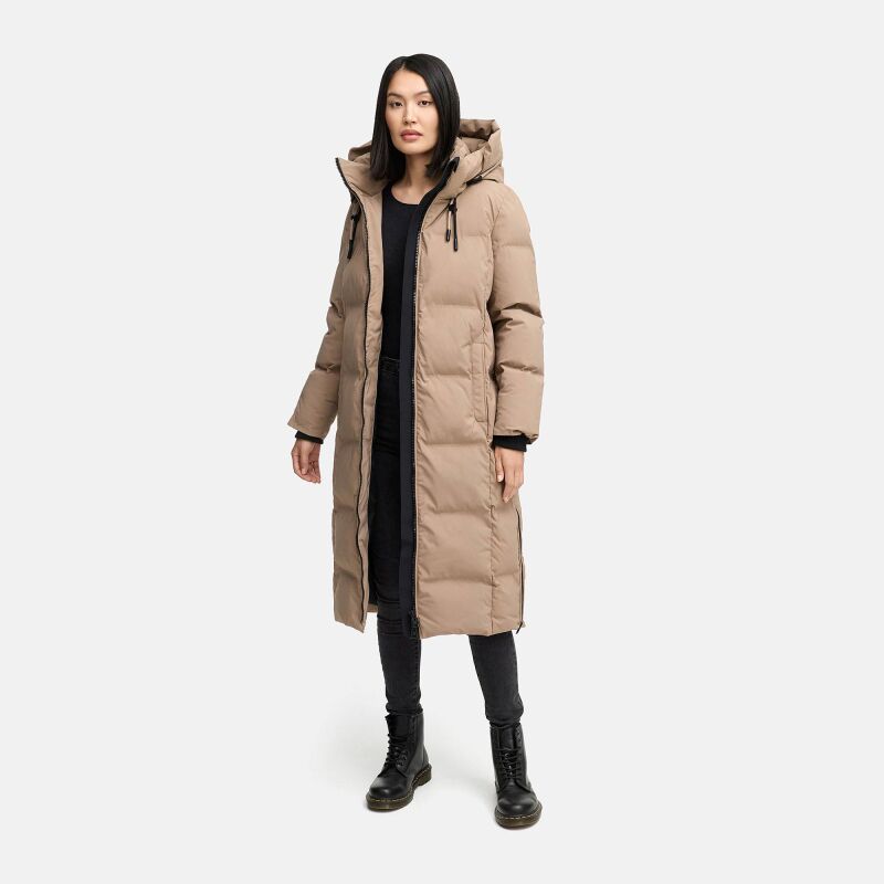 Marikoo Tikoraa Damen Winter Steppmantel Taupe Grey-Größe XXXXL - Gr. 48