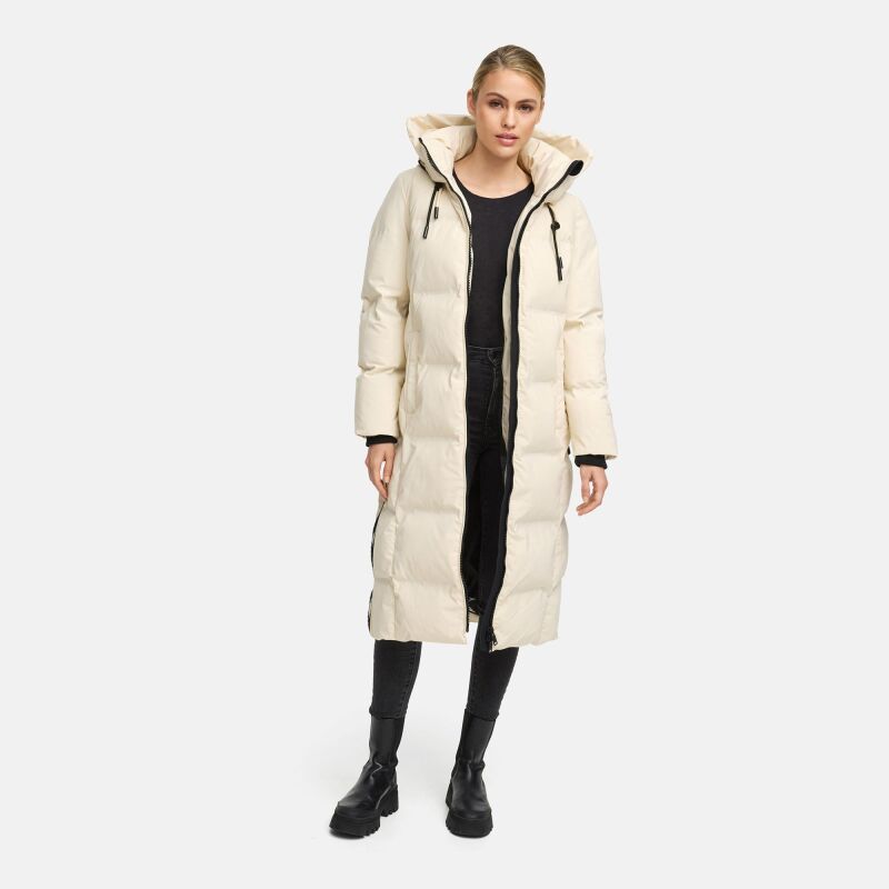 Marikoo Tikoraa Damen lange Winterjacke Steppjacke N102 Cream