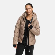 Marikoo Yukanii Damen Winterjacke Steppjacke kurz Taupe Grey-Größe XS - Gr. 34