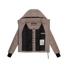 Marikoo Yukanii Damen Winterjacke Steppjacke kurz Taupe Grey-Größe XS - Gr. 34