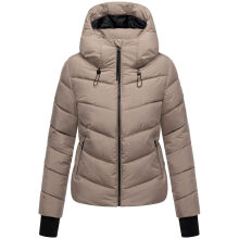 Marikoo Yukanii Damen Winterjacke Steppjacke kurz Taupe Grey-Gr&ouml;&szlig;e XL - Gr. 42
