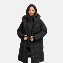 Navahoo Laubzauber Damen Winter Steppmantel Parka Schwarz S - Gr. 36