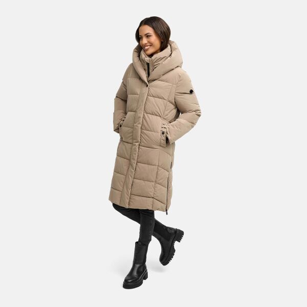 Navahoo Laubzauber Damen Winter Steppmantel Parka TaupeGrey XL - Gr. 42