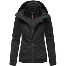 Marikoo Erdbeere Damen Herbst Winter Jacke mit Kapuze Schwarz-Schwarz Größe L - Gr. 40