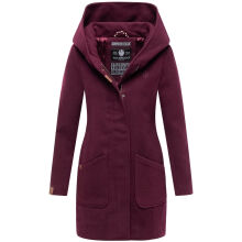 Marikoo Maikoo Damen Mantel mit Kapuze Trenchcoat Jacke Wine Gr&ouml;&szlig;e S - Gr. 36