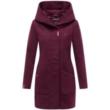 Marikoo Maikoo Damen Mantel mit Kapuze Trenchcoat Jacke Wine Gr&ouml;&szlig;e S - Gr. 36
