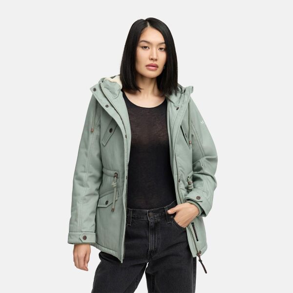 Marikoo Manolya Damen Herbst Winter Jacke mit Teddyfell innen Smokey Mint Gr&ouml;&szlig;e L - Gr. 40