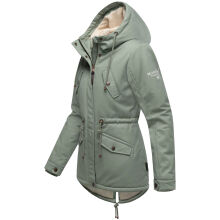 Marikoo Manolya Damen Herbst Winter Jacke mit Teddyfell innen Smokey Mint Gr&ouml;&szlig;e S - Gr. 36