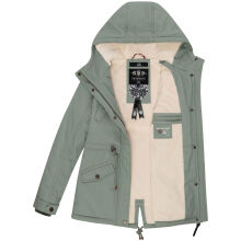 Marikoo Manolya Damen Herbst Winter Jacke mit Teddyfell innen Smokey Mint Gr&ouml;&szlig;e XL - Gr. 42