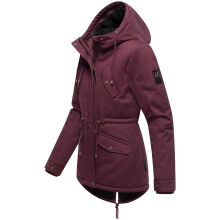 Marikoo Manolya Damen Herbst Winter Jacke mit Teddyfell innen Wine-Schwarz Gr&ouml;&szlig;e L - Gr. 40