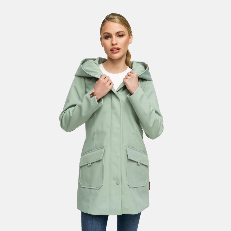 Marikoo Mayleen Damen Softshell Jacke mit Kapuze Smokey Mint Größe XL - Gr. 42