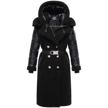 Navahoo Kuscheltraum Damen Winter Teddyfell Mantel Schwarz Gr&ouml;&szlig;e L - Gr. 40