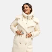 Navahoo Kuscheltraum Damen Winter Teddyfell Mantel Offwhite Gr&ouml;&szlig;e L - Gr. 40