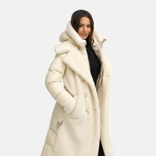 Navahoo Kuscheltraum Damen Winter Teddyfell Mantel Offwhite Gr&ouml;&szlig;e L - Gr. 40