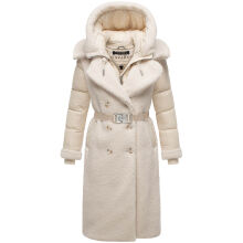Navahoo Kuscheltraum Damen Winter Teddyfell Mantel Offwhite Gr&ouml;&szlig;e L - Gr. 40