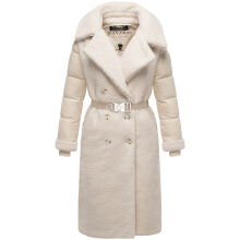 Navahoo Kuscheltraum Damen Winter Teddyfell Mantel Offwhite Gr&ouml;&szlig;e L - Gr. 40