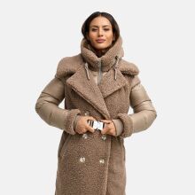 Navahoo Kuscheltraum Damen Winter Teddyfell Mantel Taupe Grey Größe M - Gr. 38